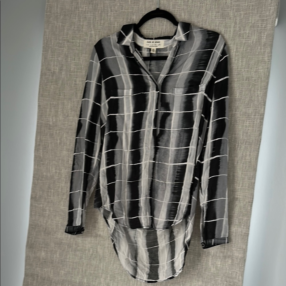 Cloth & Stone Black and Gray Striped Button-Up Shirt